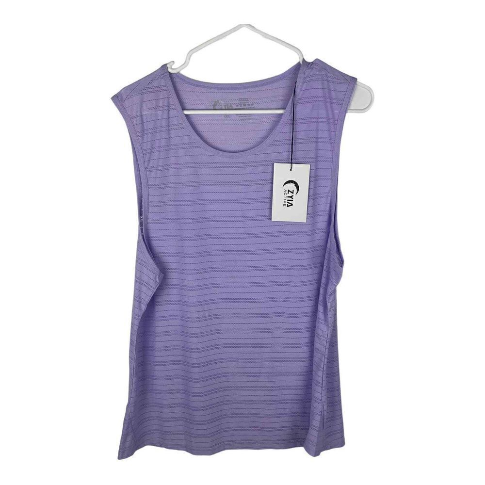 NWT Zyia Active Lavender Luxe Muscle Tank Activewear Top Striped Size XXXL